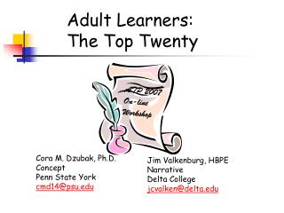 Adult Learners: The Top Twenty