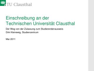 einschreibung an der technischen universit t clausthal