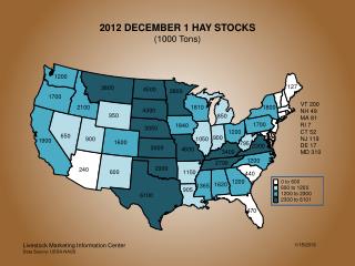 2012 DECEMBER 1 HAY STOCKS (1000 Tons)