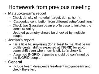 Homework from previous meeting
