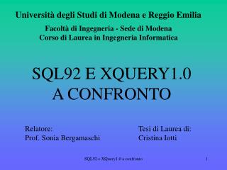 sql92 e xquery1 0 a confronto