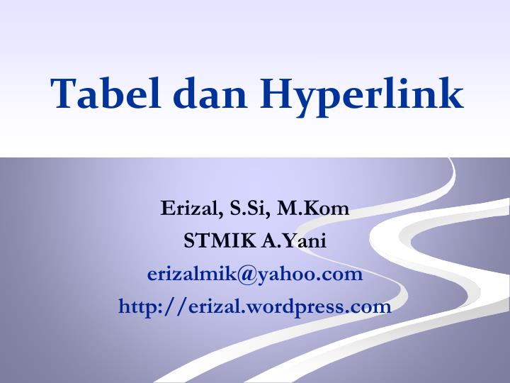 tabel dan hyperlink