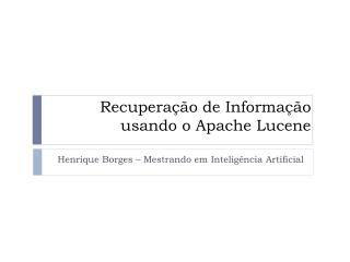 recupera o de informa o usando o apache lucene