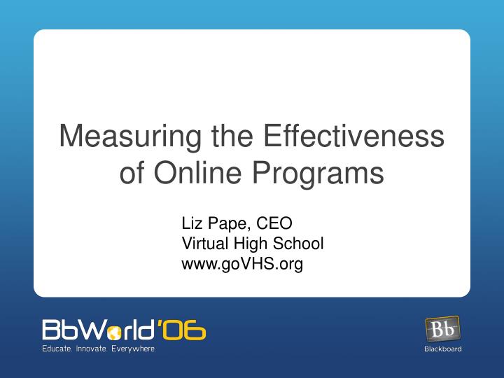 measuring the effectiveness of online programs