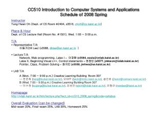 CC510 Introduction to Computer Systems and Applications Schedule of 2008 Spring