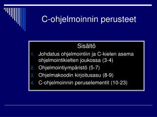 c ohjelmoinnin perusteet