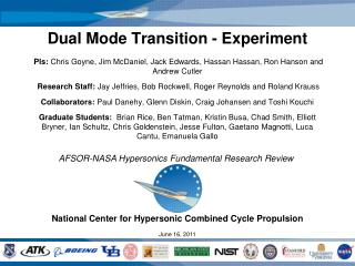 National Center for Hypersonic Combined Cycle Propulsion June 16, 2011