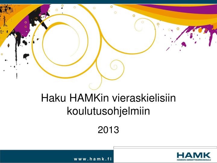 haku hamkin vieraskielisiin koulutusohjelmiin