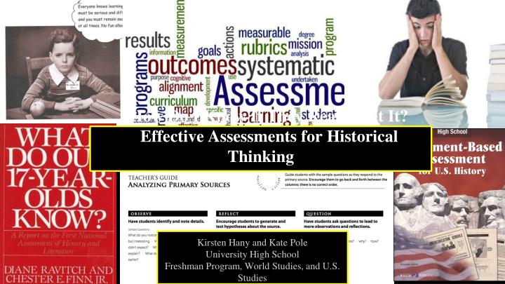 how do i know if they really get it effective assessments for historical thinking