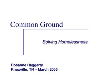 Solving Homelessness