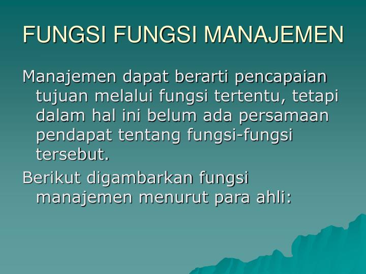 fungsi fungsi manajemen