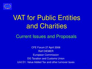 VAT for Public Entities and Charities