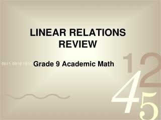 LINEAR RELATIONS REVIEW