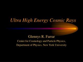 Ultra High Energy Cosmic Rays