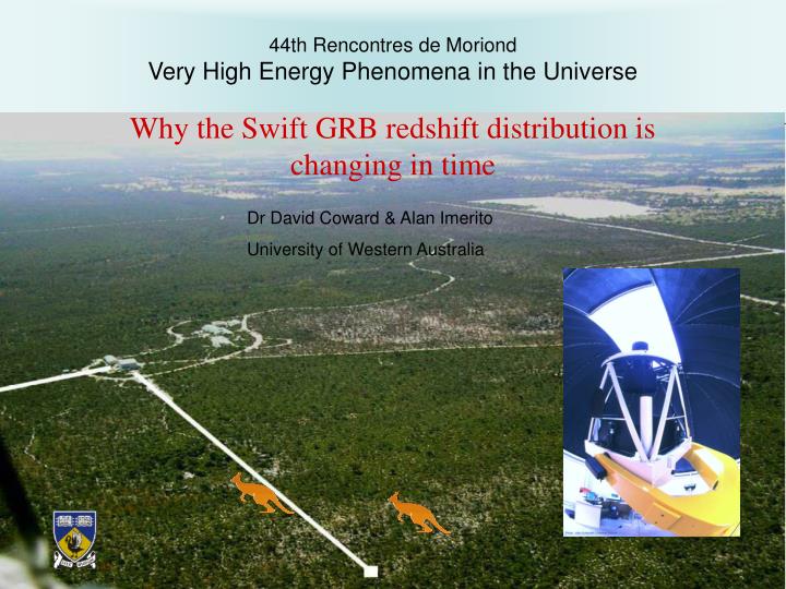 44th rencontres de moriond very high energy phenomena in the universe