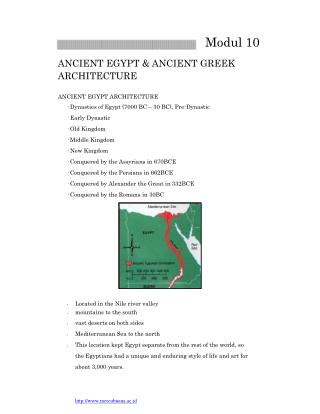 Modul 10 ANCIENT EGYPT &amp; ANCIENT GREEK ARCHITECTURE ANCIENT EGYPT ARCHITECTURE