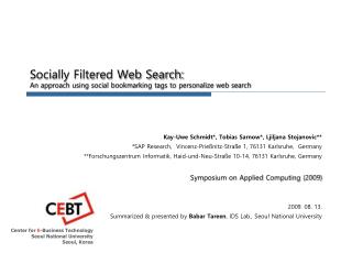 Socially Filtered Web Search: An approach using social bookmarking tags to personalize web search