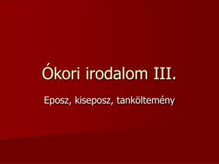 kori irodalom iii