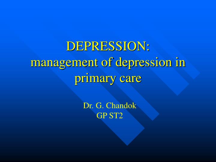 depression management of depression in primary care
