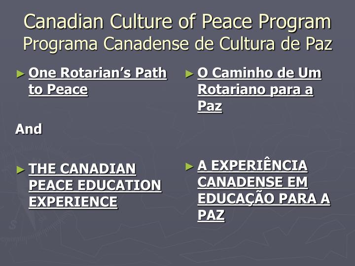 canadian culture of peace program programa canadense de cultura de paz