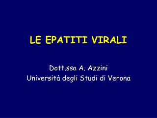 LE EPATITI VIRALI