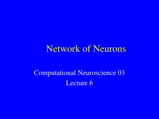 Network of Neurons