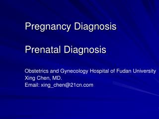 Pregnancy Diagnosis Prenatal Diagnosis