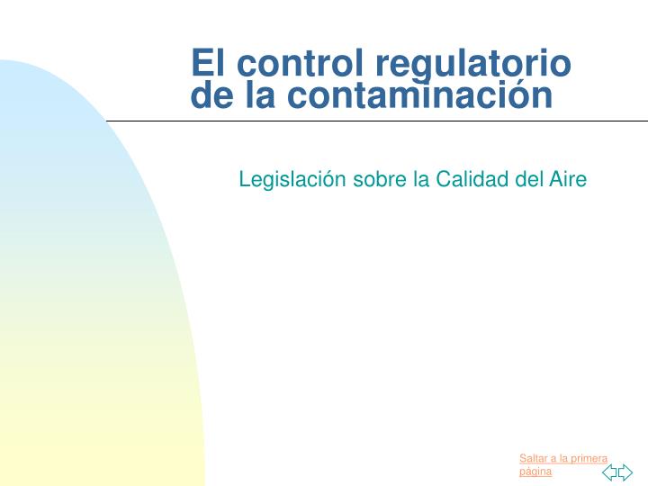 el control regulatorio de la contaminaci n
