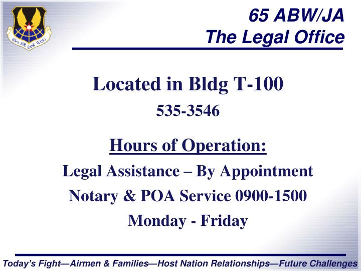 65 abw ja the legal office