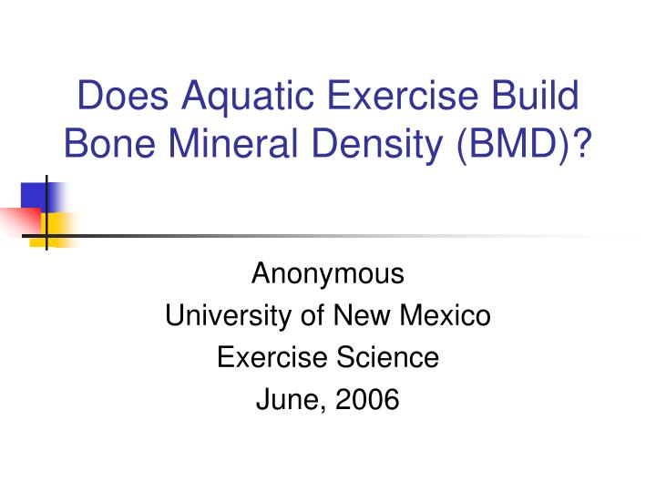 does aquatic exercise build bone mineral density bmd