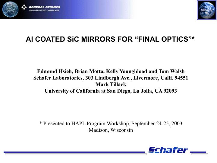 al coated sic mirrors for final optics