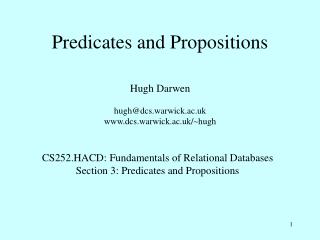 Predicates and Propositions