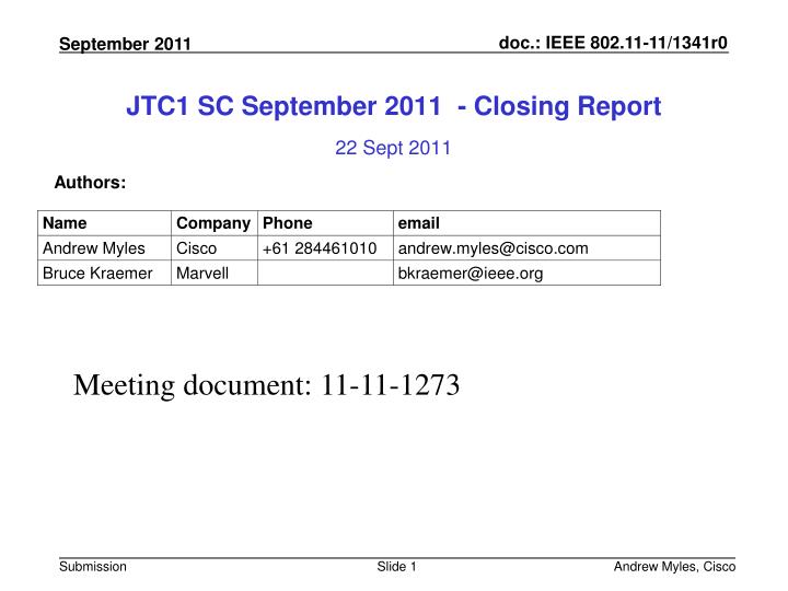 jtc1 sc september 2011 closing report