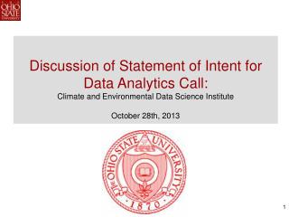 Discussion of Statement of Intent for Data Analytics Call: