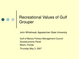 Recreational Values of Gulf Grouper
