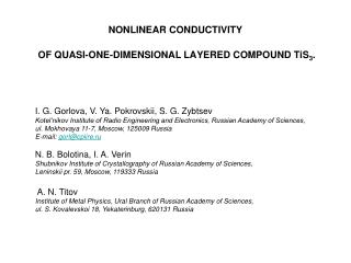 NONLINEAR CONDUCTIVITY OF QUASI-ONE-DIMENSIONAL LAYERED COMPOUND TiS 3 .