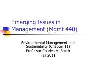 Emerging Issues in Management (Mgmt 440)