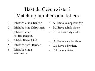 hast du geschwister match up numbers and letters