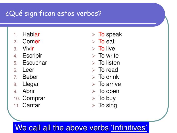 qu significan estos verbos