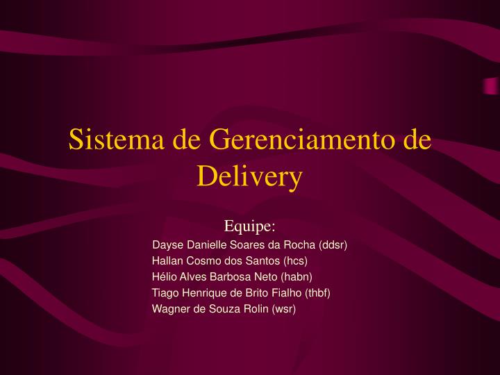 sistema de gerenciamento de delivery