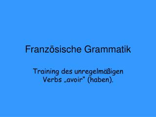 franz sische grammatik
