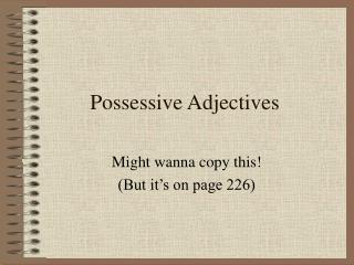 possessive adjectives