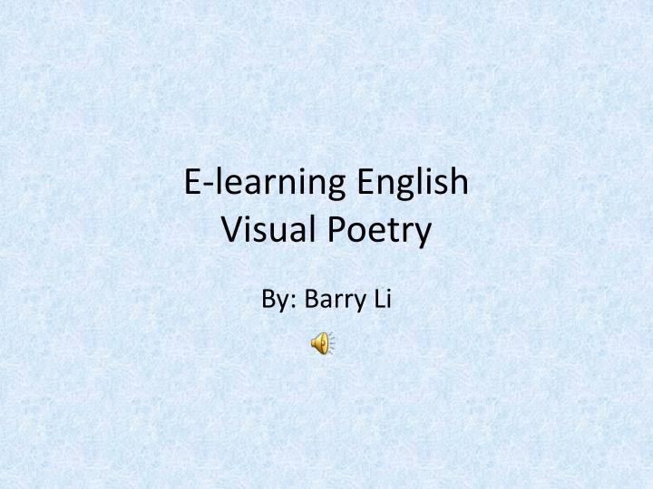 e learning english visual poetry