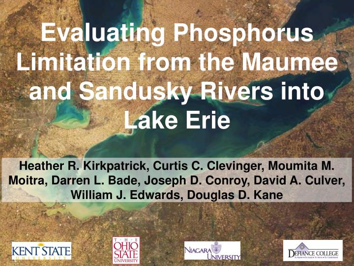 evaluating phosphorus limitation from the maumee and sandusky rivers into lake erie