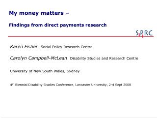 My money matters – Findings from direct payments research