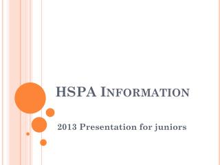HSPA Information