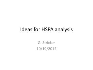 Ideas for HSPA analysis