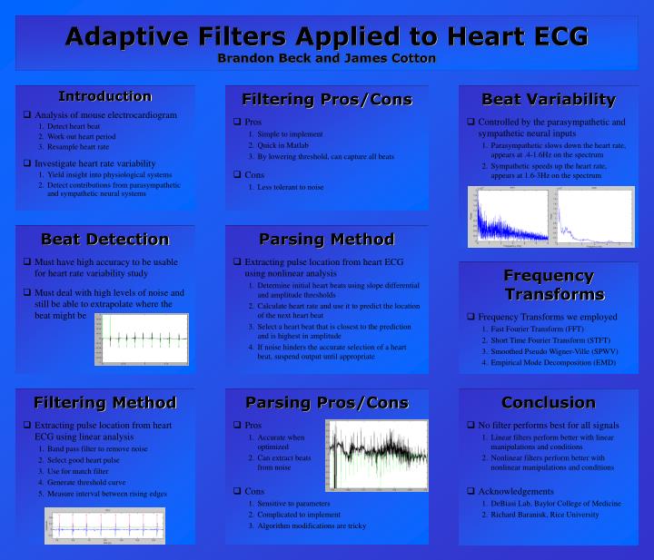 adaptive filters applied to heart ecg brandon beck and james cotton