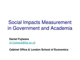 Social Impacts Measurement in Government and Academia