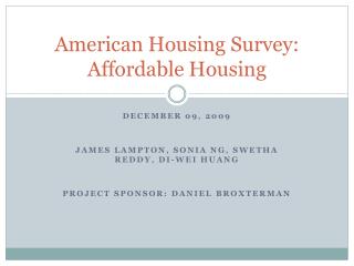 American Housing Survey: Affordable Housing